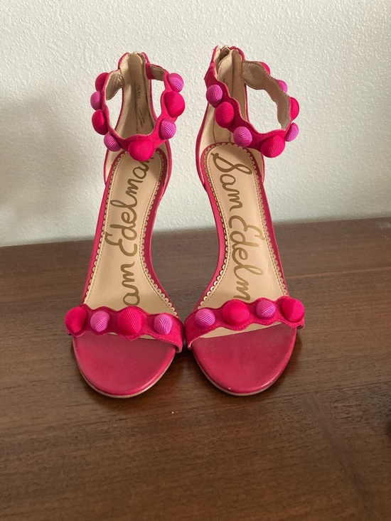 Sam Edelman Shoes - Sam Edelman Addison Leather Pom Pom Hot Pink Heels